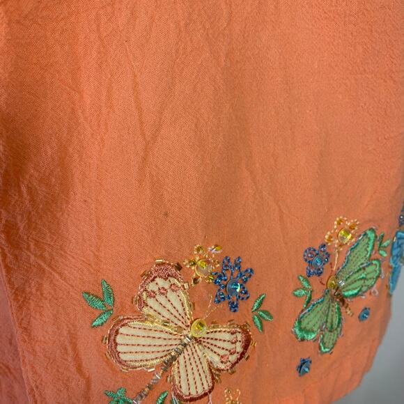 Vintage 90s Jane Ashley Matching Set Pants and Top Butterflies Orange Large - Picture 3 of 10